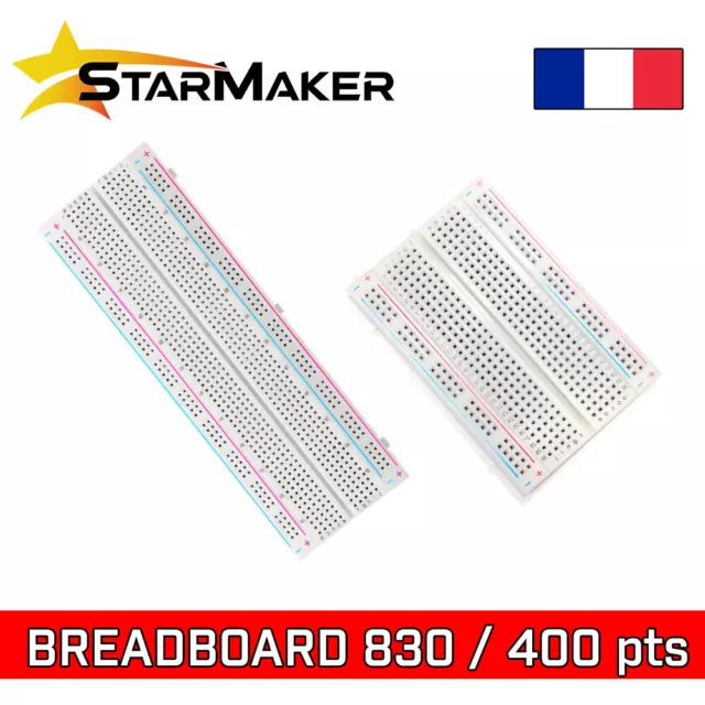 Breadboard plaque d'essais platine 830 / 400 points prototypage jumper
