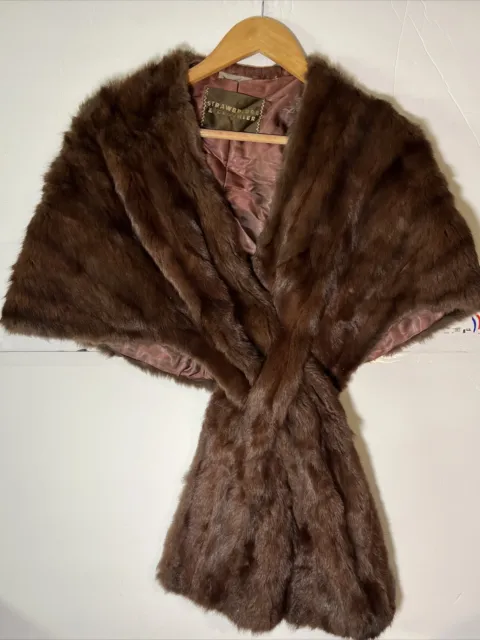 Vtg Mink Natural Fur Woman's Cape Strawbridge & Clothier One SZ