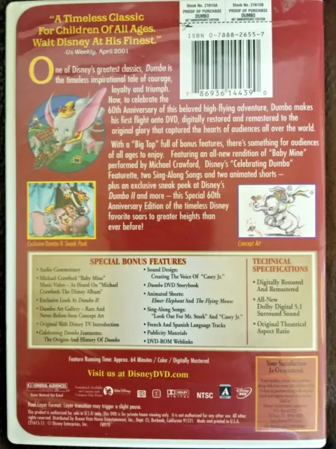 Walt Disney Classic DVDs ( LOT OF 3) SEE PIC Sleeping Beauty Dumbo Pinocchio SET 2