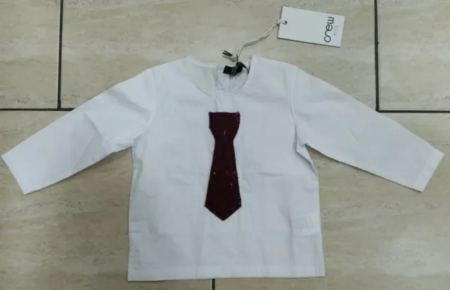 Camicia bianca Crew bambini bambino 24 mesi cravatta marrone cravatta