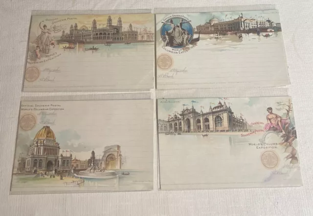 World’s Columbian Exposition Official Souvenir Postcards lot of 4 Chicago 1893