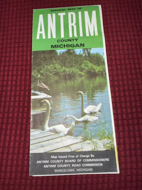 Vintage 1973 Antrim County Michigan Highway Road Map Torch Lake Bellaire Central