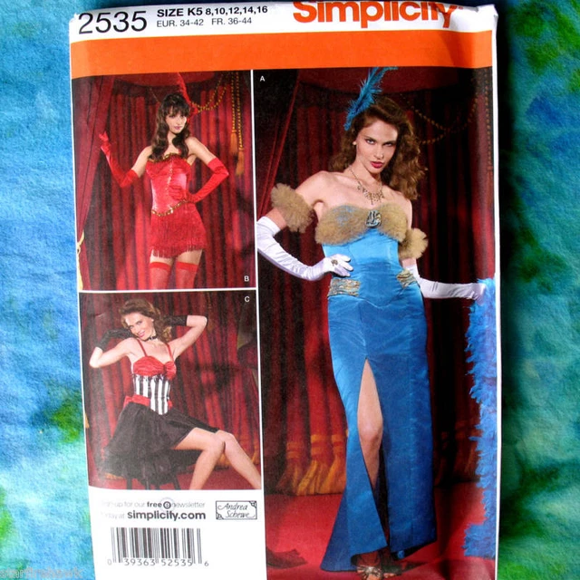 Simplicity 2535 Salloon CanCan Dancer Costume Sewing Pattern 8-16 Uncut Vintage