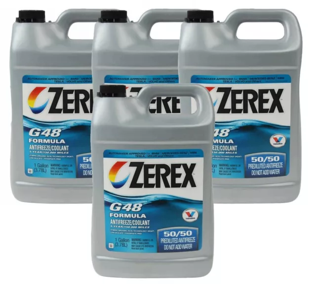 VALVOLINE ZEREX 4 Gallons Antifreeze Coolant Blue G48 Prediluted 4 x 1  Gallon $69.76 - PicClick