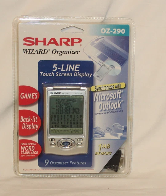 Sharp Wizard Organizer OZ-290 New In Package 5 Line Touch Screen 1MB Memory