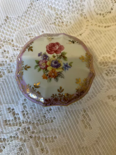 Vintage Dresden China Trinket Pot With Lid