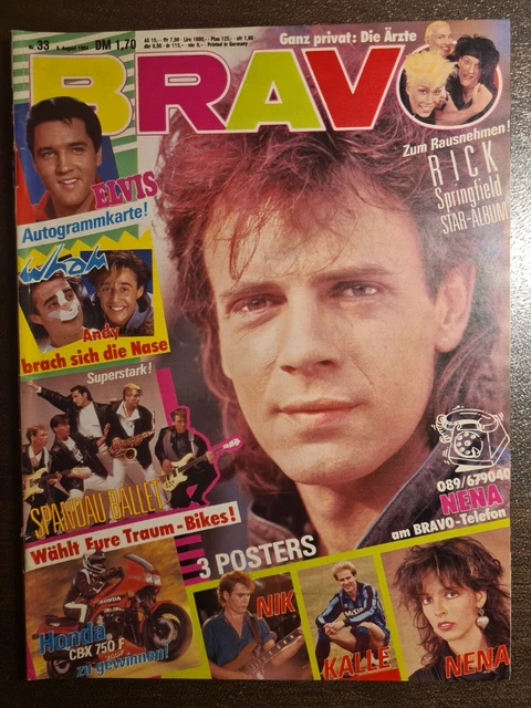 BRAVO 33/1984 Heft Komplett -Nena,Spandau Ballet,Elvis Presley,Wham, Ärzte-Top!