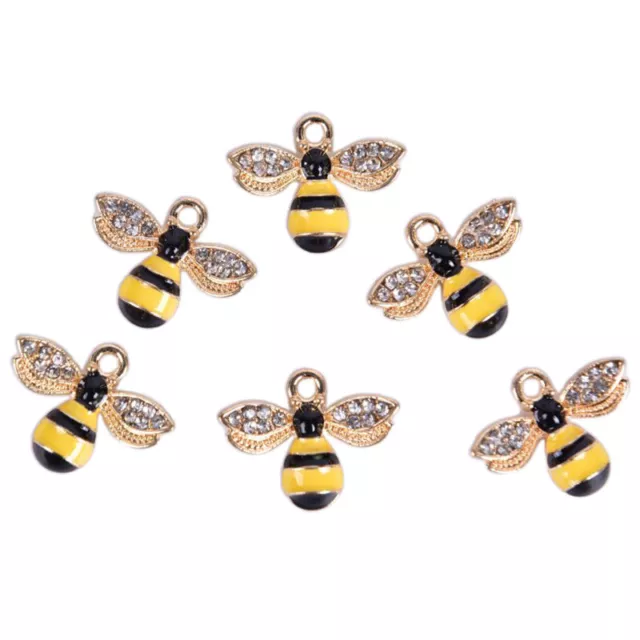 10 Teile / satz Emaille Kristall Honigbiene Charms Anhänger Schmuck DIY Mac  CR