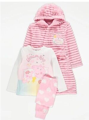 GENUINE Peppa Pig Character Print Dressing Gown and Pyjamas AGE 1 TO 6 YEARS