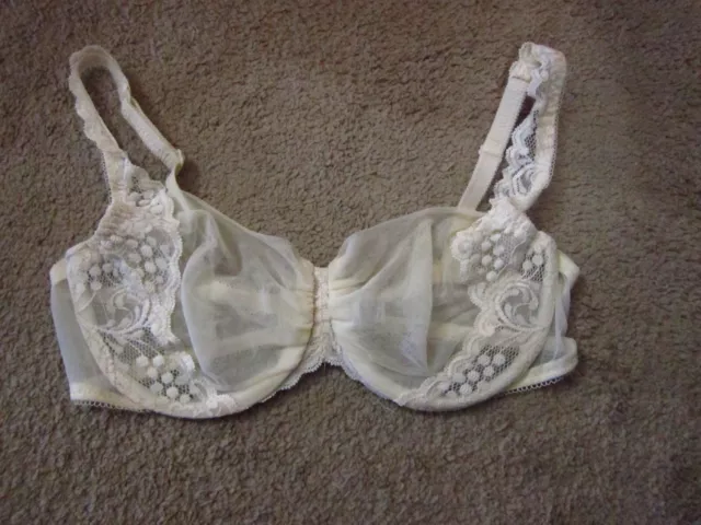 VINTAGE WARNERS MARILYN MONROE Beige Ultar Sheer Lace Underwire Bra Size 36C