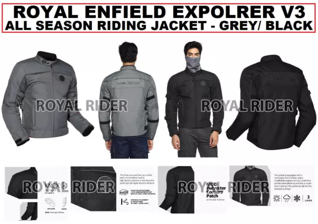 Pour Royal Enfield "EXPLORER V3 ALL SEASON RIDING JACKET" GRIS / NOIR