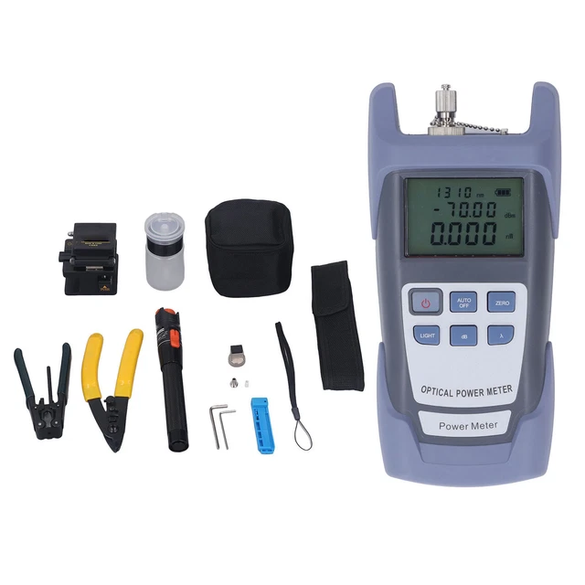 Optical Fiber Power Meter W/FC SC Adapter Fiber Optic Cutter Wavelength Tester