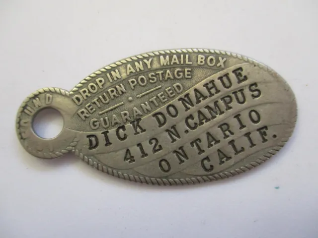vintage Ontario California Drop Box Return Oval Key Fob Chain