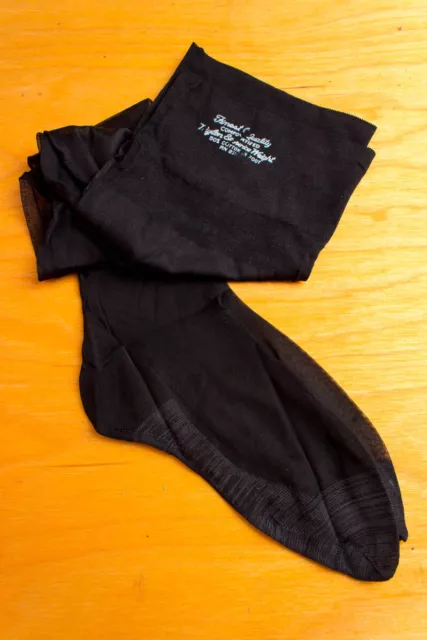 Calze vintage orig 50 nylon nere calze senza supporto IMBALLO ORIGINALE 2 paia 40,5 US9