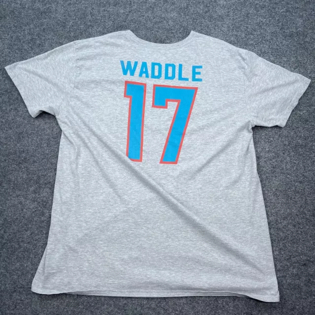 Miami Dolphins Jaylen Waddle T Shirt Adult Size XL Gray Fanatics Retro Logo