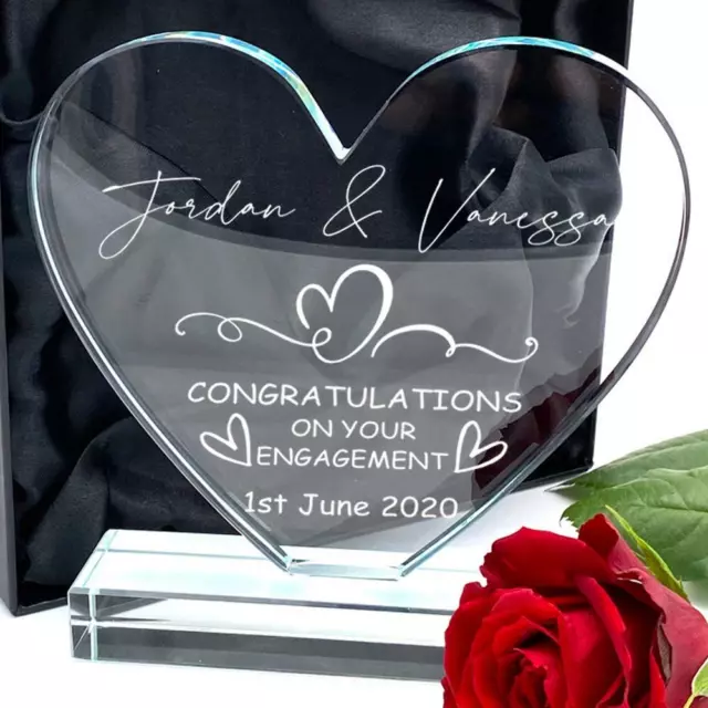 Personalised Engagement Gift Large Jade Glass Heart  GHR-3