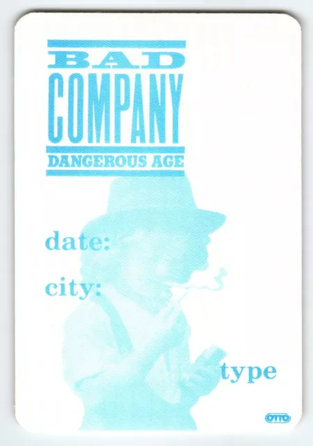 Bad Company Dangerous Age Backstage Pass Original Otto 1988 Concert Hard Rock