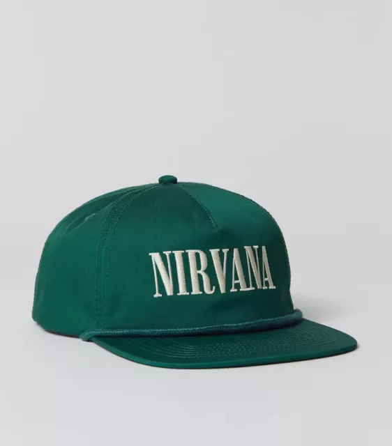 Vintage NIRVANA Snapback Cap Green Golfer Hat New Era Urban Outfitters Exclusive