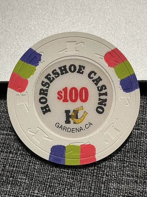 (New) $100 Horseshoe Casino Poker Chip Gardena California Gambling Trade Token