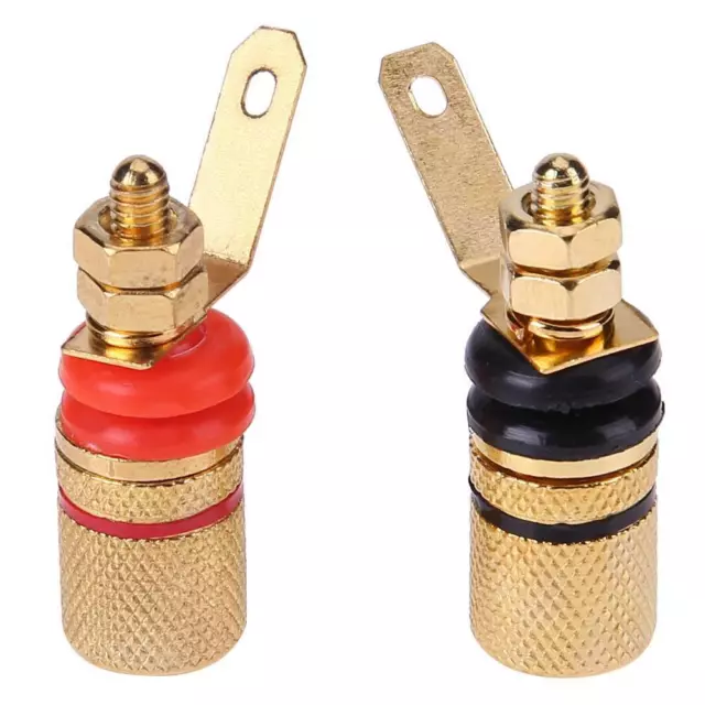 T0# 2pcs Gold Plated Speaker Binding Posts Terminal 4mm Sockets for Banana Plug