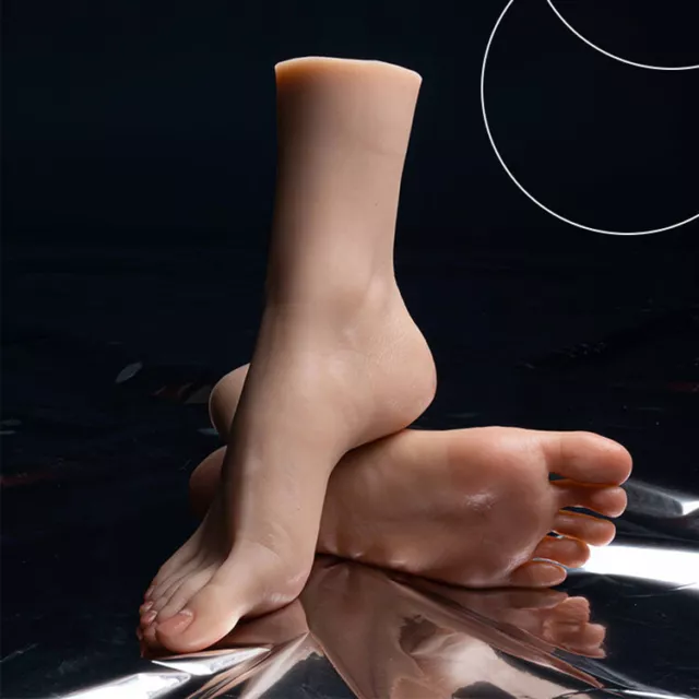 Gold Silicone Foot Model Female Feet Realistic Display 22.5cm Toes Fixed