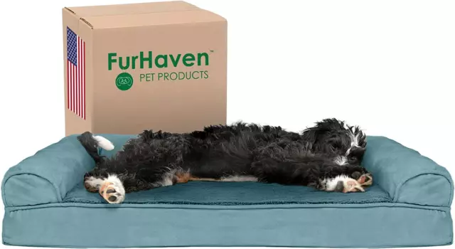 Furhaven Cooling Gel Dog Bed for Large/Medium Dogs W/ Removable Bolsters & Washa
