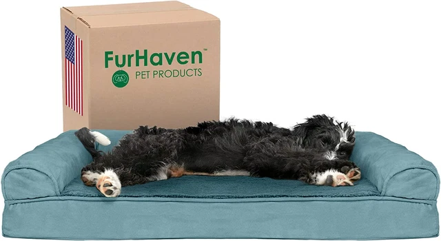 Furhaven Cooling Gel Dog Bed for Large/Medium Dogs W/ Removable Bolsters & Washa
