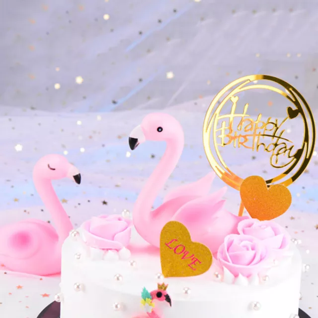 Pink Flamingo Cake Topper Dessert Cupcake Decor Wedding Birthday Party Dec-xd 3