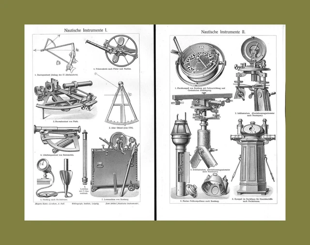 1906: Marine: Nautische Instrumente: 1 Grafik-Tafel + Text von 1906