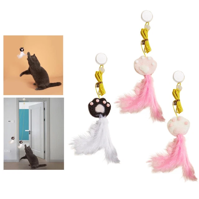 Jouet en plumes de chat à suspendre Jouet teaser pour chat avec ventouse Jouet