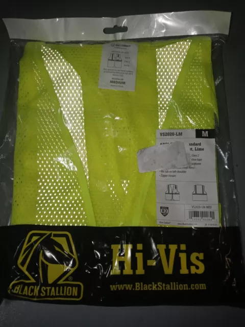 Black Stallion VS2020 ANSI Class 2 Standard Hi-Vis Safety Vest Lime Medium 2