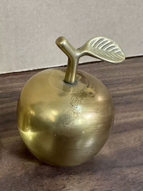 Vintage Solid Brass Apple Bell School Teacher Gift Service Desk Hotel Business