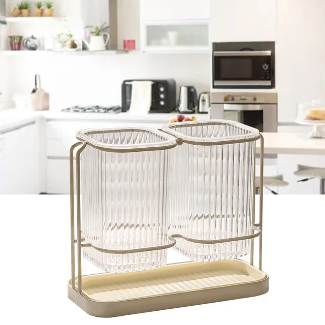 (Bianco) Organizzatore drenaggio bacchette casa tubo bacchetta coltello da cucina
