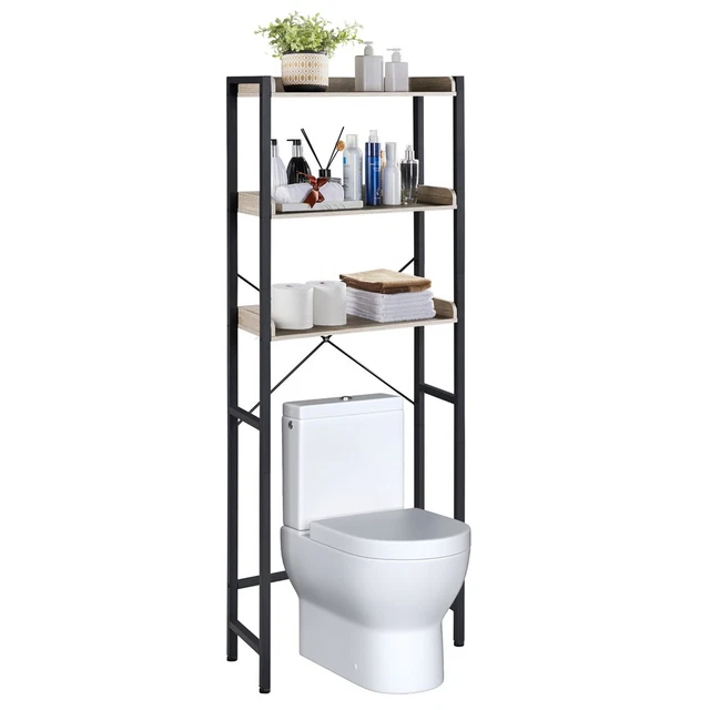 Organizador de estante de baño de 3 niveles para almacenamiento en inodoro estante para ahorrar espacio gris