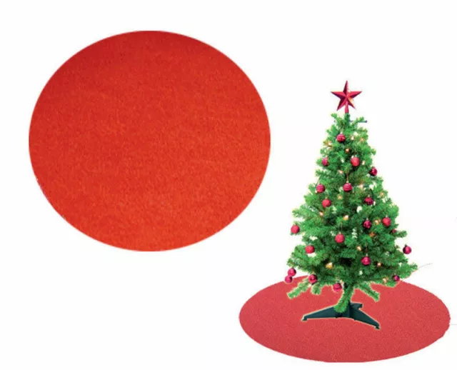 Tappeto Sotto Base Albero Tondo D.80 Rosso Per Natale Decorativo (50299)