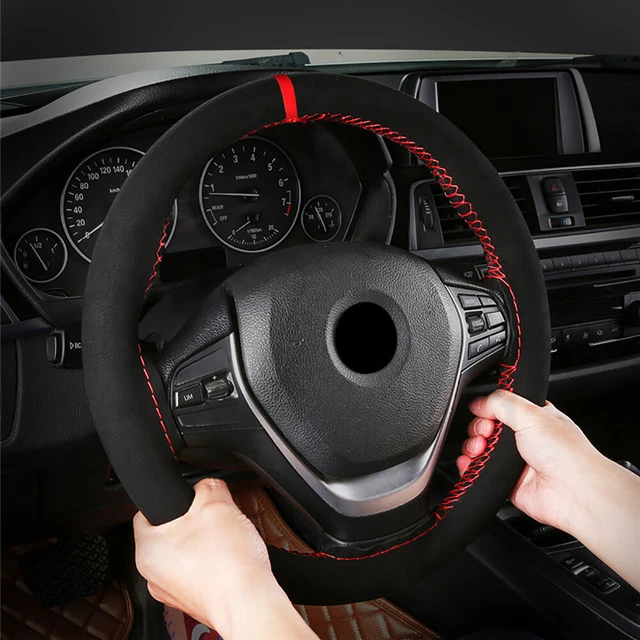 Coprivola volante auto antiscivolo resistente all'usura in pelle velluto cucito a mano [B