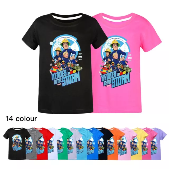 Kids Barve FIREMAN SAM Games Cartoon T-shirt Short Sleeve Cotton Tee Unique Tops