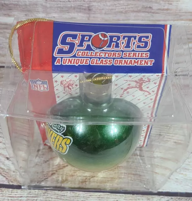 Vintage NFL Sports Collectors Series Green Bay Packers Football Glass Ornament