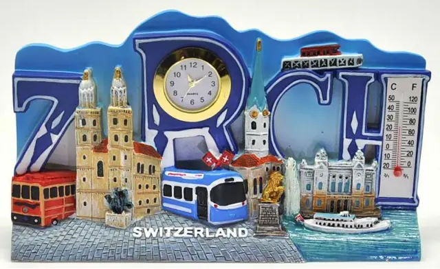 Zürich Grossmünster Thermometer Uhr Poly Fertig Modell Schweiz Suisse Souvenir