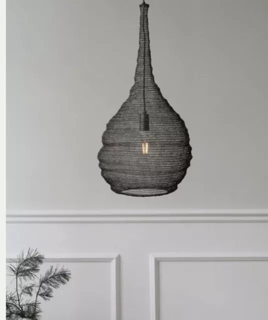LIBRA Quirky Large Industrial Style Black Metal Mesh Wire Pendant Ceiling Light