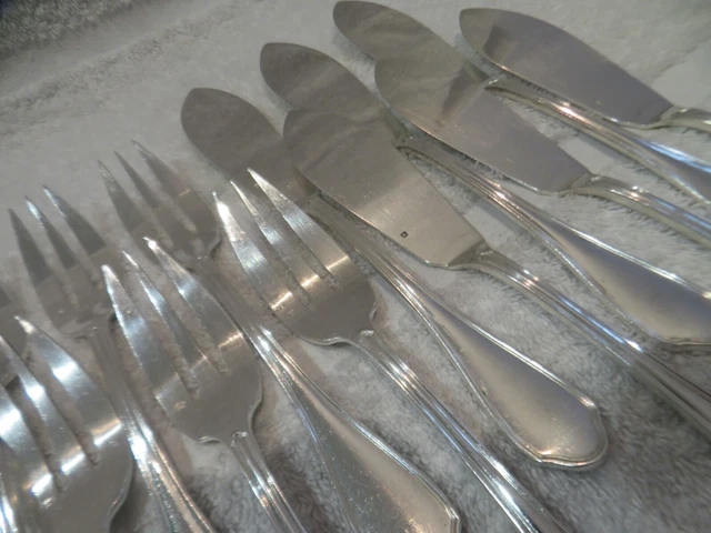 Couverts à Poisson Ravinet D'Enfert – 8 Fourchettes + 8 Couteaux – Métal Argenté Art Déco