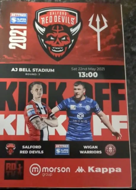 22/5/21 Salford city v Wigan warriors rugby league programme