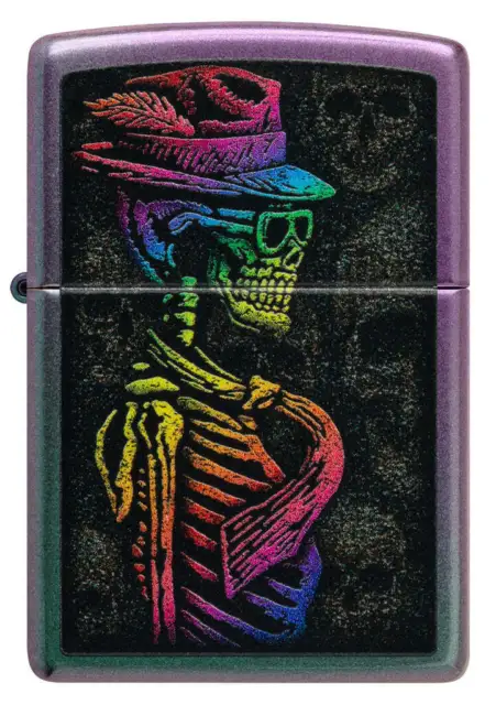 Zippo Windproof Rainbow Skeleton With Hat & Tie Lighter, 48192, New In Box