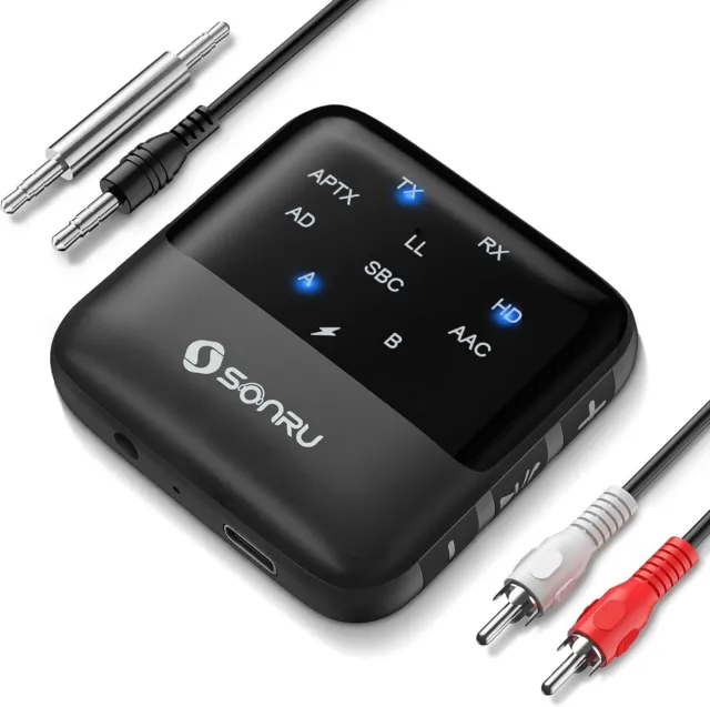 Sonru Bluetooth 5.2 Sender Empfänger Audio Adapter Digital Optisch 3,5 mm