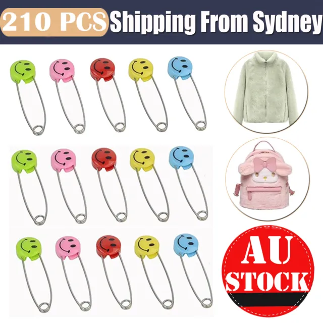 210PCS Large Size Baby Nappy Safety Pin Dress Clothing Nappy Hold Clips Tool AU