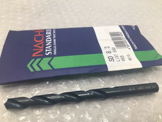 8.3mm (.327”) Nachi 500 HSS Jobber Drill Bits, 118°, Black Oxide, Pack Of 5