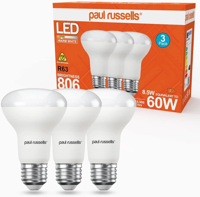 Paul Russells warmweiß E27 Strahler 8,5 W LED Reflektor R63 Licht Edison Schraube