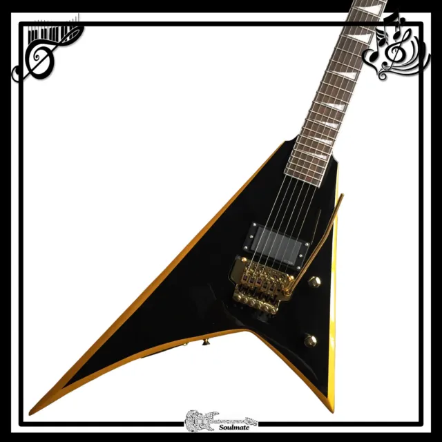 Custom Electric Guitar Jack Black FR Bridge Gold Binding 24 Frets Free Shipping