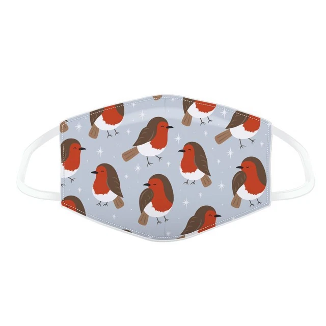 Visage Housse Grand Masque Coton Lavable Réutilisable Noël Rouge-Gorge Puckator