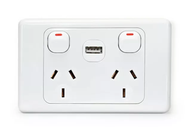 Double USB TypeC Power Point GPO 10A Plug Socket Switch Wall outlet Power Supply 2